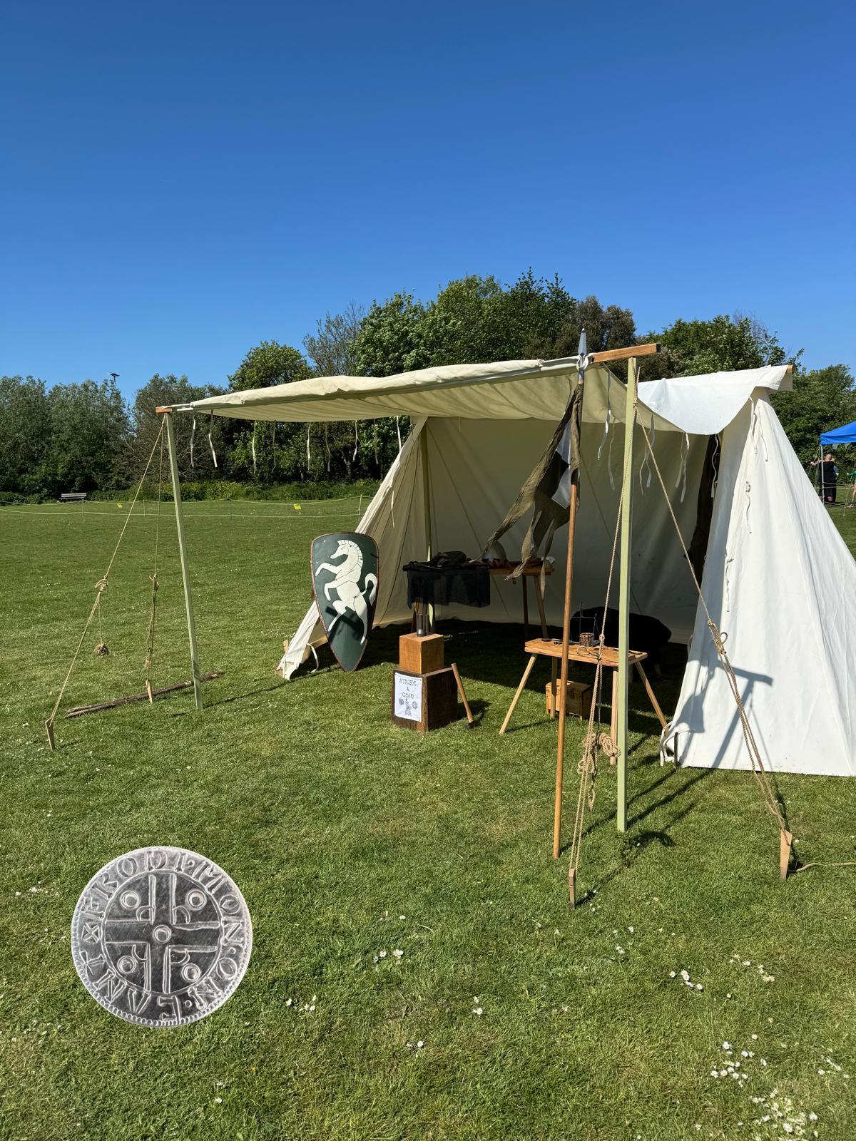 13th century medieval coin striking display
