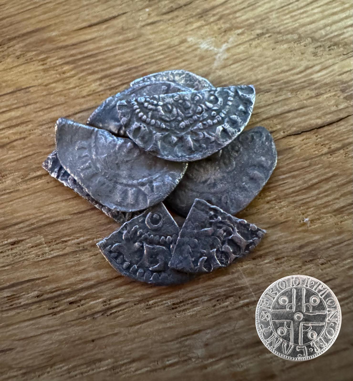 Cut coins — part of the authentic medieval minting process