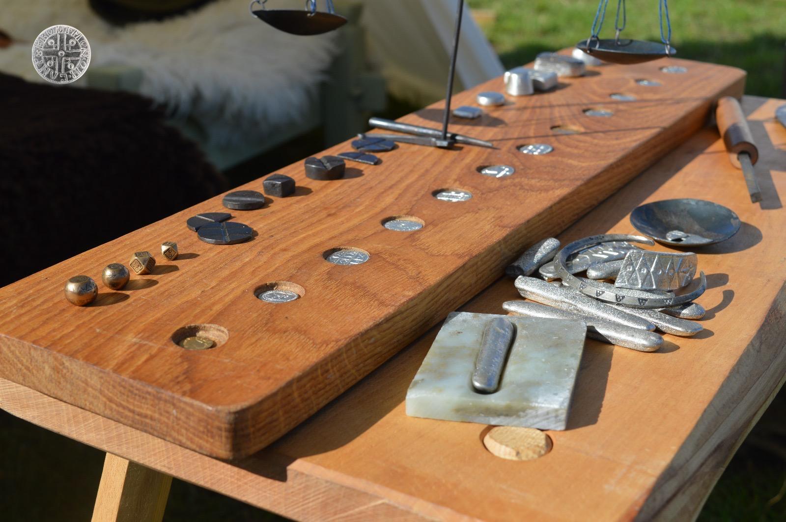 Medieval trading display at a living history event